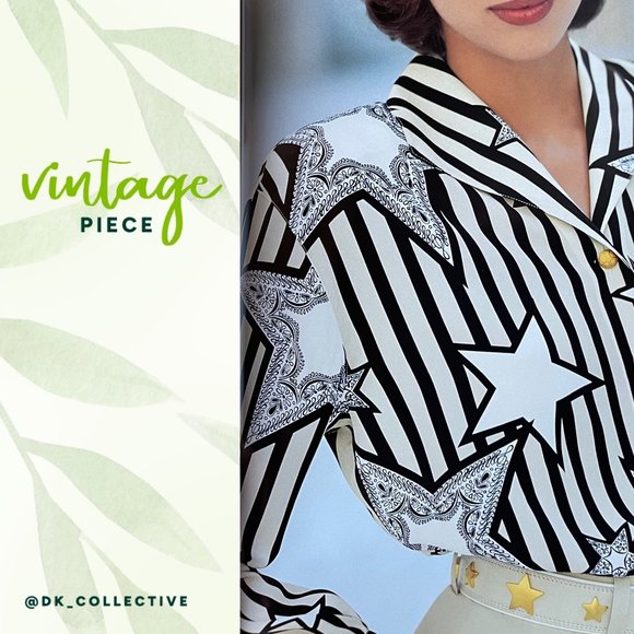 Vintage Escada 34 Star Silk Blouse - Picture 1 of 11